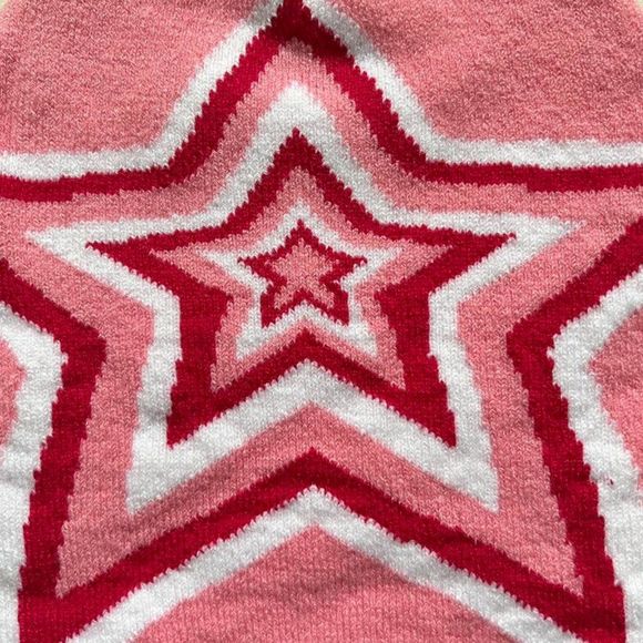 Y2K 2000s grunge punk pink and red star design beanie - Picture 5 of 6